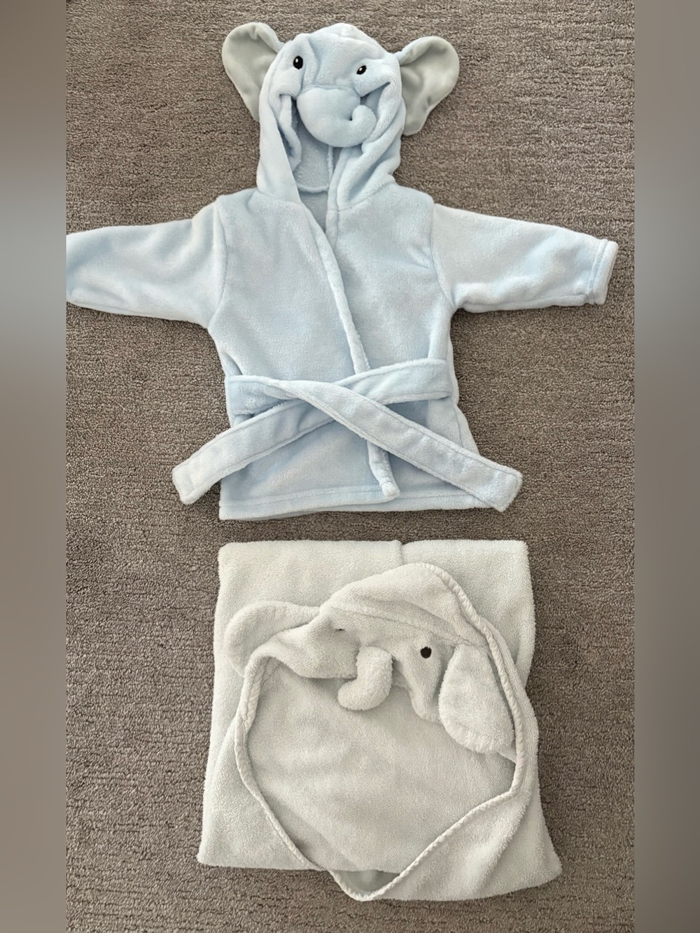 Baby elephant bath towel & baby elephant robe- pottery barn kids/hudson baby